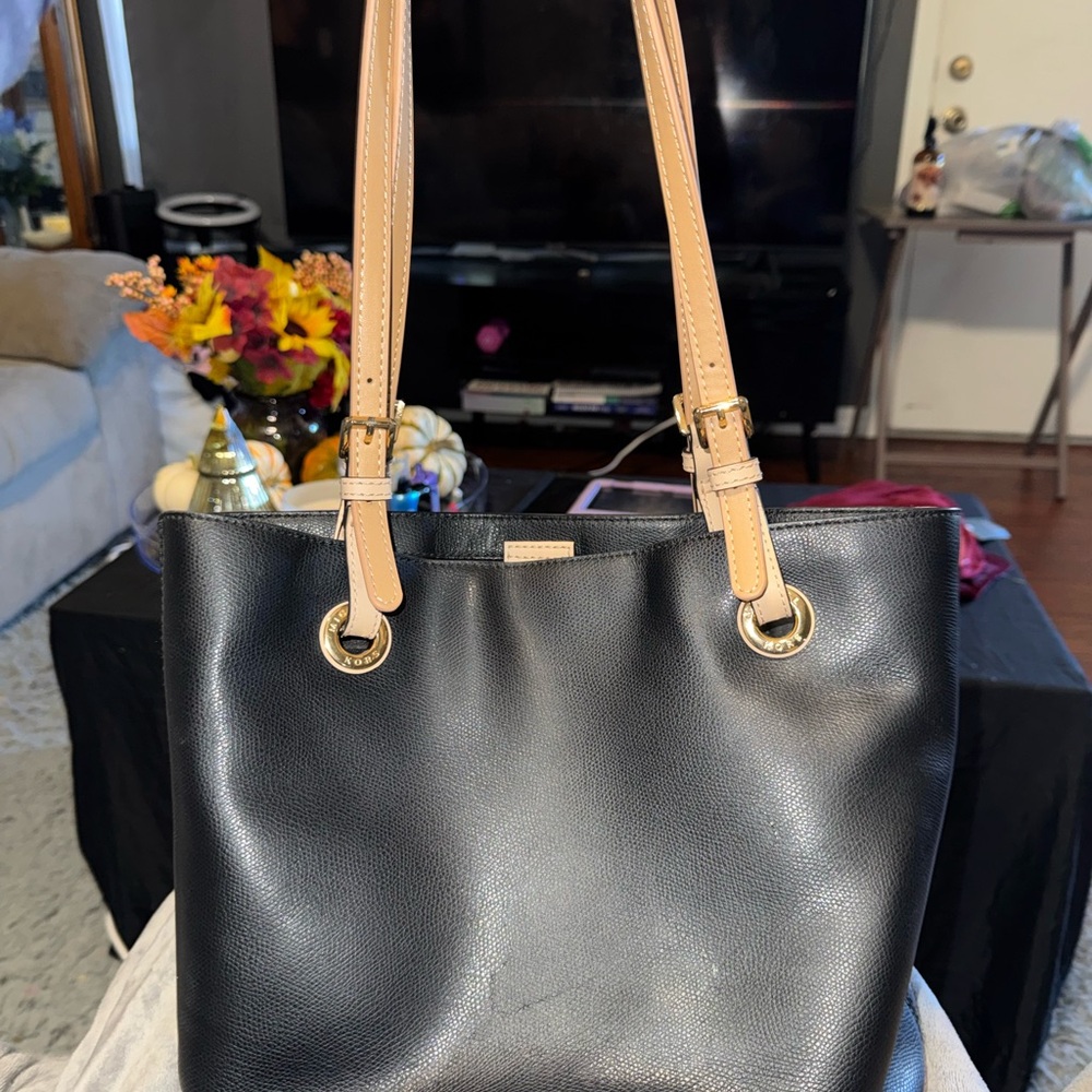 Michael Kors Black and Tan Shoulder Bag